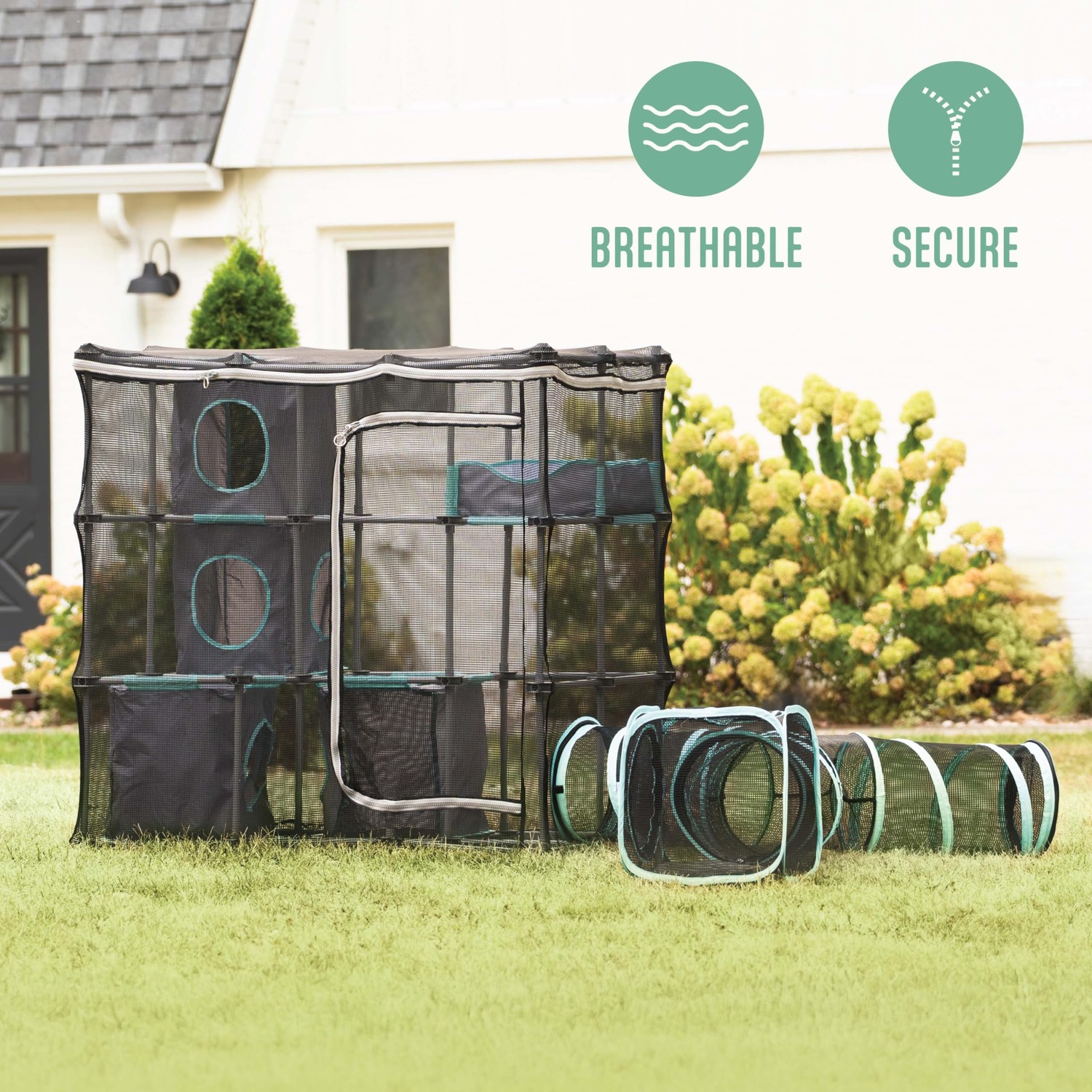 Outdoor Mega Catio Kit with Tunnel Port and Cubby Cubes: image 6