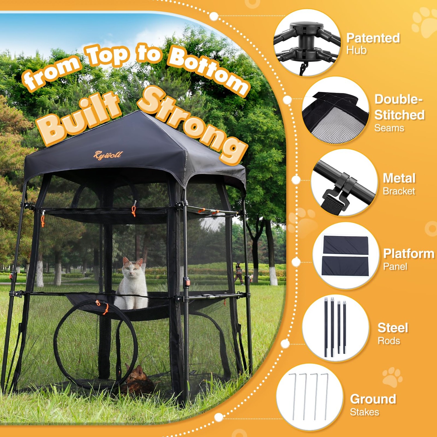 Pop-Up Cat Enclosure with Three Levels and Carry Bag