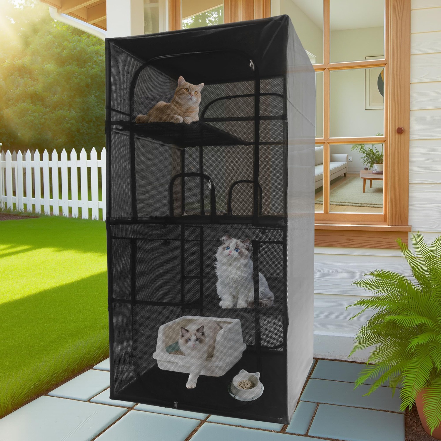 Deblue 4-Tier Window Catio Cat Enclosure